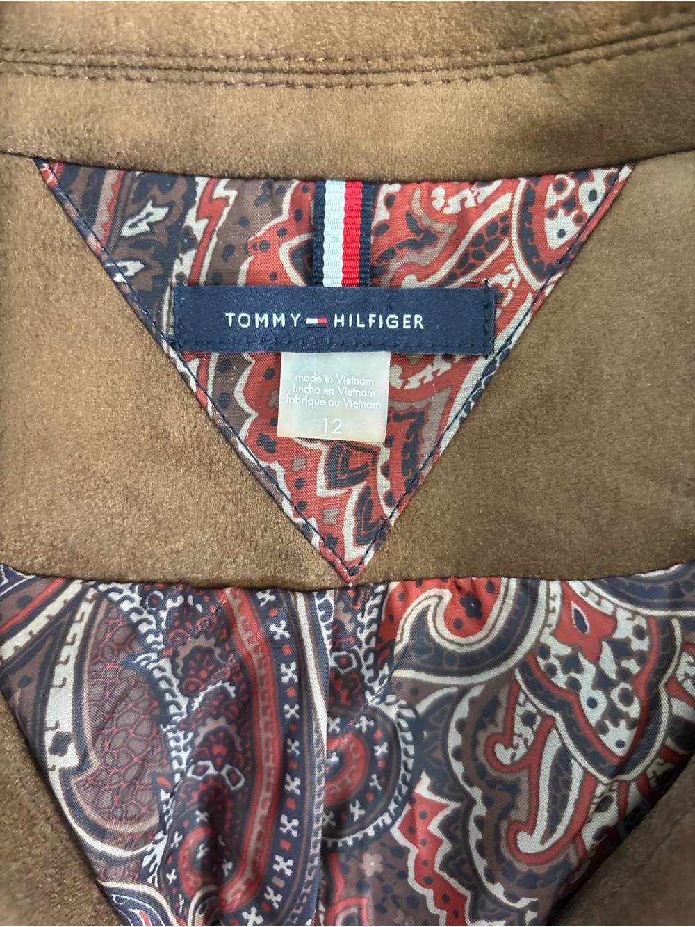 Tommy Hilfiger women's faux suede blazer Paisley Lining size 12 Like new - Picture 3 of 8